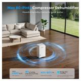 4500 Sq.Ft. Most Efficient Energy Star 2025, Max 80 Pint/D (Standard 52Pint/D) Smart Compressor Dehumidifier with APP/WIFI, Intelligent Humidistat for Basement, Home, Bedroom, Bathroom, Garage - Retai
