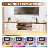 PAKASEPT Floating TV Stand, Wall Mounted TV Console with LED Lights and Doors, 63