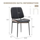 BV Dining Chairs Set of 2,  PU Leather Armless Kitchen Chair in Modern Walnut Style, Mid Century Bentwood Side Chair with Metal Legs, Retro Accent Guest Chair for Kitchen Dining Room(Black) - Retail: 