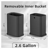 KHMMGK 2.6 Gal Black Bathroom Trash Can,Metal Waste Baskets with Removable Inner Bucket,Small Office Garbage Can - Retail: $25