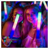 pelreame 55 Pcs LED Foam Glow Sticks Bulk,Foam Light Up Sticks 3 Modes of Color Flashing,Glow in The Dark Party Supplies for Birthday,Wedding,Raves,Carnival,New Year,Concert,Halloween Christmas - Reta