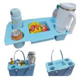 Top Cup Phone Holder Tray Storage Lid for Stanley Compatible with Bogg Bag XL Cover, Cup Organizer Holder Waterproof Silicone Multifunctional Storage Box for Outdoor Beath Camping Travel (Blue, XL) - 