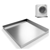 jkxoo Washing Machine Pan-32\" x 30\" x 2.5\" Heavy Duty 304 Stainless Steel Washing Machine Tray, Washer Pan, Washing Drain Pan, Protecting The Floor, Wood Deck, No Hole - Retail: $106