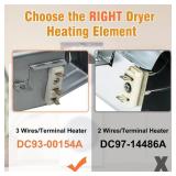 DC93-00154A Dryer Heating Element Assembly (3 Wire) Fit for samsung Dryer DV45K6500EV/A3 DV48J7770EP/A2 DV52J8700EP/A2 DV45K6200EZ/A3 DV50K8600EV/A3 etc. Part Replaces AP5582094 PS4216214 3282568 - Re