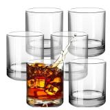 GATWOEST Premium Whiskey Glasses Set of 6- Clear Crystal Bourbon Glass 11 oz Old Fashioned Cocktail Glasses Classic Rocks Glasses for Rum,Liquor,Cognac,Vodka/Bar Scotch glasses-Whiskey Gifts for Men -