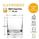 GATWOEST Premium Whiskey Glasses Set of 6- Clear Crystal Bourbon Glass 11 oz Old Fashioned Cocktail Glasses Classic Rocks Glasses for Rum,Liquor,Cognac,Vodka/Bar Scotch glasses-Whiskey Gifts for Men -