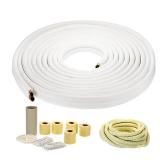 PATIKIL 50 Ft Mini Split Line Set, 1/4\" & 3/8\" OD Air Conditioner Copper Tubing Pipes Extension Set with Nuts Thickened PE Insulated for Mini Split Air Conditioner HVAC or Heat Pump System - Retail: