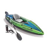INTEX 68305EP Challenger K1 Inflatable Kayak Set: Includes Deluxe 86in Kayak Paddles and High-Output Pump â Adjustable Seat with Backrest â Removable Skeg â 1-Person â 220lb Weight