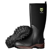 TIDEWE Rubber Neoprene Boots Men And Women, Waterproof Sturdy 6mm Neoprene Boot, Rain Boot Hunting Boot Arctic Outdoor Boot Men Size 9 Black - Retail: $80