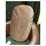 Pet Sofa, faux Leather Surface dark brown white contrast stitching, Solid Wood Frame Dog Bed/cat Bed, (Brown,~24w x 16d x 7h in front/12 in back) with feet - Retail: $90