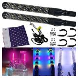 2PCS 2FT Whip Lights with Turn Signal RGB Illusion Function - LED Spiral Effect Antenna Lights, APP/Remote Dual Control, Adaptable to UTV/ATV/RZR/Can-Am X3, Durable Spring Base (2FT) - Retail: $130