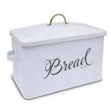 Classic Metal Bread Box with Side Handles  Large Capacity (2 Bread Loaves)  Farmhouse Bread Bin for Kitchen Countertop  by Better Kitchen Products  Steel Bread Storage Container with Lid  White - Reta