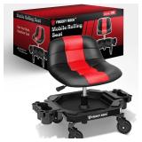 FREEKYROCK Rolling Stool with Wheels, Adjustable Height Pneumatic Garage Work Mechanic Stool Seat with Backrest, 400 LBS Capacity 360Â° Swivel Mechanic Crepper Chair with Tool Tray Storage, - Retail