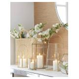 Serene Spaces Living Large Gold Amalfi Lantern with Glass Panels â Metal Candle Holder for Indoor & Outdoor Decor â Elegant Square Lantern for Weddings, Events & Home Styling, 6\" Square & 1