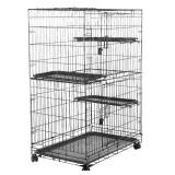 Amazon Basics Large 3-Tier Cat Durable,Pliable Cage Playpen Box Crate Kennel - 35.8\"L x 22.4\"W x 50.6\"H, Black - Retail: $81