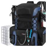 Piscifun Fishing Tackle Backpack with Rod Holders & 4 Tackle Boxes, Outdoor Fishing Bag with Waterproof Rain Cover Black - Retail: $63