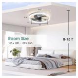 AHAWILL Low Profile Ceiling Fans with Lights,19.7\" Flush Mount Ceiling Fan with Remote,Reversible,Noiseless,Dimmable,White Fandelier Chandelier Ceiling Fan for Bedroom. Black - Retail: $90