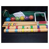 ApudArmis Six Player Croquet Set with Premiun Rubber Wooden Mallets 28In,Colored Ball,Wickets,Stakes - Lawn Backyard Outdoor Game Set for Adults/Teenagers/Family (Large Carry Bag Including) - Retail: 