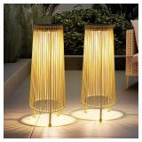 Yorezcop Outdoor Solar Floor Lamp, Upgraded Solar Patio Lamp, Brighter Outdoor Floor Lamp, Auto On/Off Patio Lamps Outdoor for Yard Garden Patio Pathway Lawn Decor 2Pack - Retail: $60