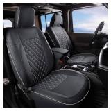 GIANT PANDA Jeep Wrangler 4 Door JL 2018-2026 Full Set Car Seat Covers for Sahara Sport Rubicon Willys Without Rear Cup Holder, Customized Faux Leather - (Black+Gray) - Retail: $219