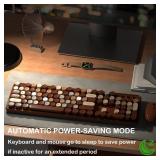 Links9+ Wireless Keyboard and Mouse, Full-Size Retro Typewriter Keyboard with Round Keycaps, 2.4GHz for Windows, Mac, Laptop, PC, Desktop (Coffee Colorful) - Retail: $34