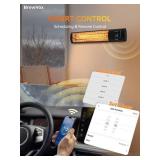 BrewVox 1500W Carbon Infrared Electric Outdoor Patio Heater with Thermostat, Horizontal & Vertical, Smart App-Controlled Scheduling & Remote On/Off, IP65 Weatherproof, Overheat Protection, 24H Timer -