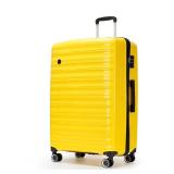 GinzaTravel 28 Inch Large Luggage with Spinner Wheels Lightweight PP Hard Shell Suitcases with TSA Lock Rolling Suitcase for Travel, Yellow - Retail: $109
