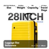 GinzaTravel 28 Inch Large Luggage with Spinner Wheels Lightweight PP Hard Shell Suitcases with TSA Lock Rolling Suitcase for Travel, Yellow - Retail: $109