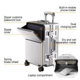 AIWEINY Zipperless Luggage, 22x14x9 Aviation Certified, Polycarbonate Aluminum Hardshell, Expandable Carry-On Luggage with Spinner Wheels, Hardshell Luggage(upgraded silver, 24 inch) - Retail: $100