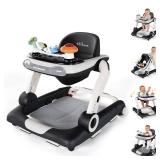 Baby Walker,4-Gear Height Adjustable Baby Walker with Wheels,5 in 1 Baby Activity Center,Music and Lights Bouncer Walker for Baby Boy 6-18 Months,Adjustable Speed Baby Push Walker - Retail: $80