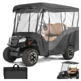 KEMIMOTO Golf Cart Enclosure, 4 Passenger Golf Cart Rain Cover, 600D Waterproof Driving Enclosure with Clear PVC Windshield for Extended Roof Golf Cart - Retail: $130