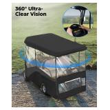KEMIMOTO Golf Cart Enclosure, 4 Passenger Golf Cart Rain Cover, 600D Waterproof Driving Enclosure with Clear PVC Windshield for Extended Roof Golf Cart - Retail: $130