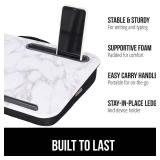 GORILLA GRIP Laptop Lap Desk with Phone Holder, Pillow Cushion Desks Fit Laptops up to 15.6\", Gifts for Home, Portable Travel Workstation, Tray Ledge Keep Computers in Place, Marble Pattern - Retail: