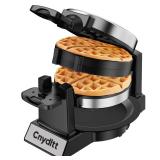 Cnydltt Double Waffle Maker, 1400W Rotating Belgian Waffle Iron with Nonstick Plates, 180Â° Flip, 8-Slice, Removable Drip Tray, Locking Lid & Cool Touch Handles, Stainless, Black - Retail: $60