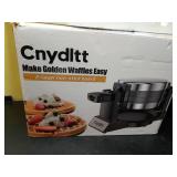 Cnydltt Double Waffle Maker, 1400W Rotating Belgian Waffle Iron with Nonstick Plates, 180Â° Flip, 8-Slice, Removable Drip Tray, Locking Lid & Cool Touch Handles, Stainless, Black - Retail: $60