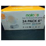MAILCOS 24 Pack 6 Inch 5CCT Ultra-Thin LED Recessed Ceiling Light with Junction Box, 2700K-5000K Selectable, 1050LM High Brightness, Dimmable Canless Wafer Downlight, 12W 120V, ETL - Retail: $104