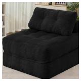 HABUTWAY Folding Sofa Bed, Convertible Sleeper Chair Bed w/Dual-Pillow & Handle, Foldable Floor Sofa Lounge w/Back Support for Living Room, Bedroom, Apartment, Office, Single, Black - Retail: $89