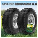 Wiltire 13x5.00-6 Flat Free Tire and Wheel Assemblies (2 Pack),13 x 5 x 6 Solid Rubber Tires and Wheel for Riding Lawn Mower - With 3/4\" Bushings (Extra 5/8\" Bushings) and 3\" Centered Hub (Grey) - 