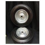 Wiltire 13x5.00-6 Flat Free Tire and Wheel Assemblies (2 Pack),13 x 5 x 6 Solid Rubber Tires and Wheel for Riding Lawn Mower - With 3/4\" Bushings (Extra 5/8\" Bushings) and 3\" Centered Hub (Grey) - 