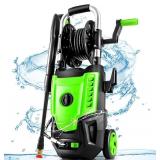 4800PSI Electric Pressure Washer- 3.8GPM High Power Washer with 33FT Hose Reel, 4 Spray Tips and Soap Bottle for Car Washing, Fence Cleaning, Patio Maintenanceï¼Upgradedï¼ (Green) - Retail: $1