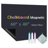 Qiytecno Chalk Board Contact Paper with Adhesive, 60\" x 40\" Magnetic Chalkboards for Wall, Wallpaper Sheets for Office for School and Kids, Includes Liquid Chalks Markers and Dishcloth and Magnet - 