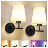 IINVGOOD Battery Operated Wall Sconce Set of Two, Black Cordless Rechargeable Wall Lights with Remote and Timer, 12 RGB Colors Dimmable Wall Lamps for Bedroom Living Room Hallway - Retail: $70