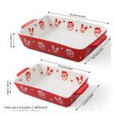 âYumiPLUS Set of 2 Ceramic Baking Dish Set, 8x5 inch & 10x6 inch Rectangular Casserole dish for Oven, Festive Lasagna Pan for Small Family, Christmas Gift Idea (Red) - Retail: $34