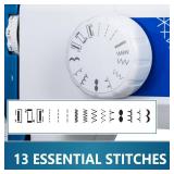 MILLEPUNTI MMA20 First Time Sewing Machine, 13 Stitches for Starters & Seniors, 3 Included Feet, Quick Needle Threader & Accessory Kit, Lightweight and Compact for Home DIY Sewing Projects - Retail: $