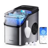 GoveeLife Smart Ice Maker Countertop, Portable Ice Machine with Voice Control, 9 Ice Cubes in 6 Minutes 3 Sizes, 26lbs/24Hrs, Self Cleaning RGB Lights, Quiet Ice Maker with Scoop for Kitchen Silver - 