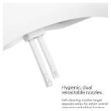Brondell Bidet Toilet Seat Non-Electric Swash Ecoseat, Fits Elongated Toilets, White - Dual Nozzle System, Ambient Water Temperature - Bidet with Easy Installation - Retail: $90