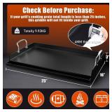 Uniflasy Nonstick Griddle for Gas Grill, Cast Iron Griddle for Outdoor Gas & Charcoal Grills, 25\" x16\" Nonstick Coating FlatTop Insert Cooking Pan for Weber Charbroil Camp Chef Grill - Retail: $119