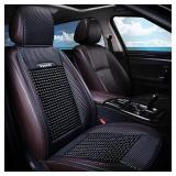 Beaded seat covers for cars - Breathable with Massage, Anti-Sweat, and Back Support Features - Wooden beaded seat covers for trucks Sedans, SUVs - car seat beads Universal Fit (1 Unit - Royal Black) -