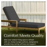 Honeycomb Outdoor Heritage Chaise 21.5 x 70, Textured White & Grey Chaise Lounge Cushion with Removable Cover, for Patio Furniture - Retail: $99