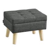 SONGMICS Storage Ottoman, Foot Stool, Ottoman with Padded Seat, Foot Rest with Wood Legs, Small Table, for Hallway, Living Room, 11.8 x 15.7 x 11.4 Inches, Linen-Look Fabric, Slate Gray ULOM517GN01 - 